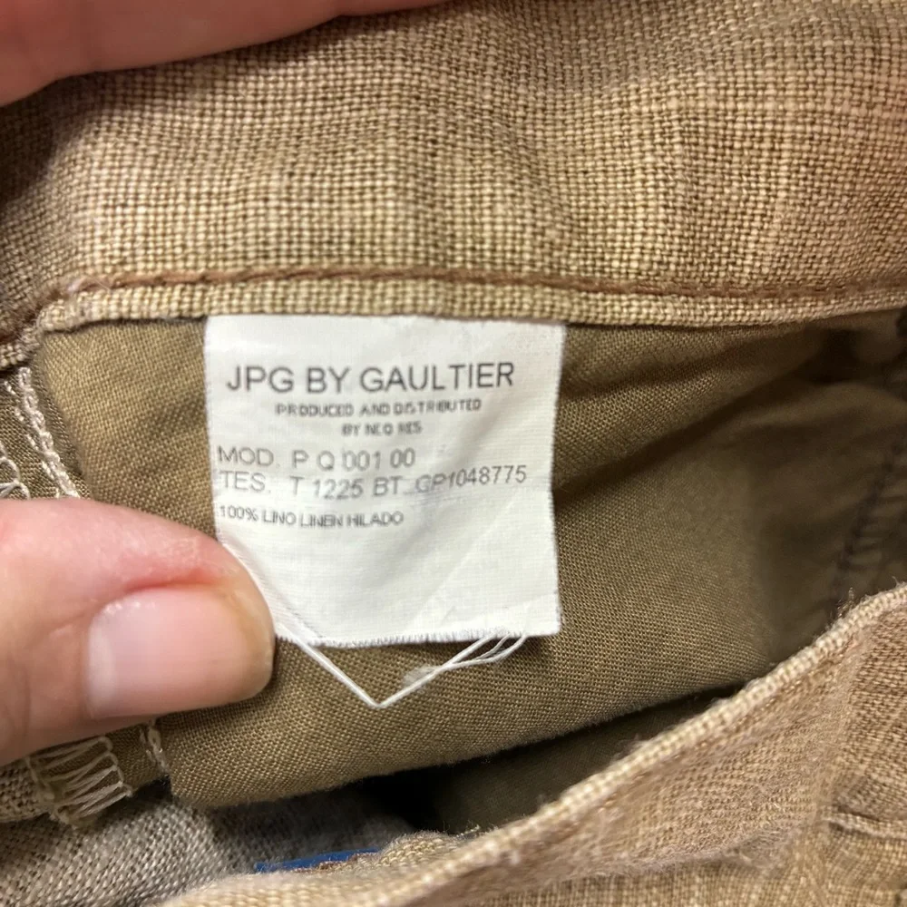 Jean Paul Gaultier JPG Jeans Straight Leg Tan Linen 32